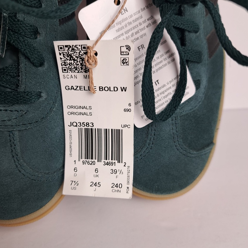 Adidas Gazelle Bold Aurora Ivy Black Gum Womens  JQ3583 NEW Size 7.5 - Picture 9 of 11
